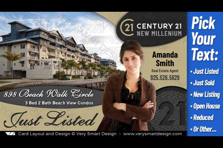 Gold and Dark Gray New Logo Best Century 21 Realty Postcards Just Listed Designs 5A