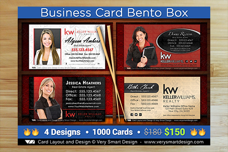 Red and Black Keller Williams Business Cards KW Bento Box Combo 1