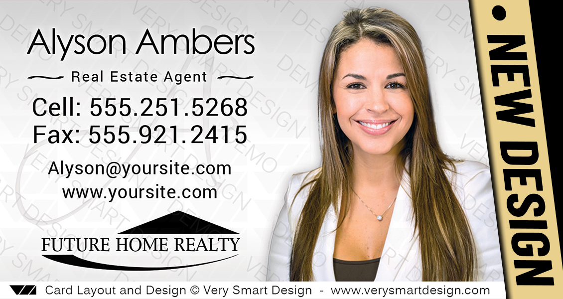 White and Black Future Home Realty Business Card Design Real Estate New FHR Style 10B