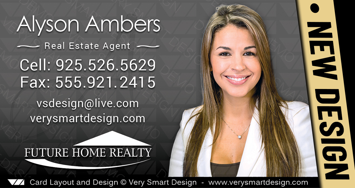 Grey and White Custom Future Home Realty New Real Estate Business Card Designs for FHR 10C