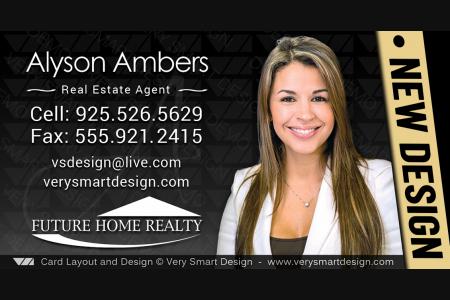 Black and White New Future Home Realty Business Cards for FHR Real Estate Agents 10D