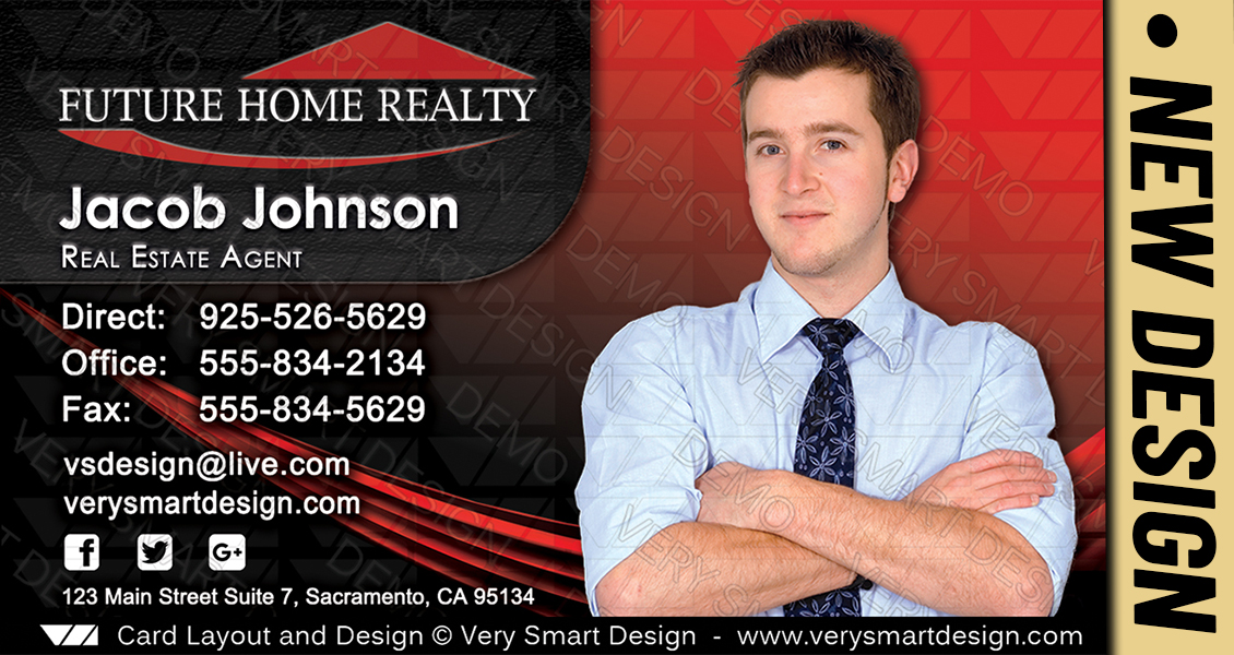 Red and Black Future Home Realty Business Cards with New FHR Design 7A