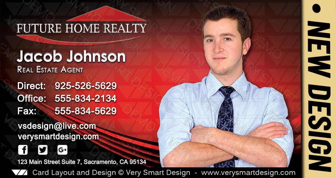 Red and White Future Home Realty New Real Estate Business Cards Templates for FHR 7D