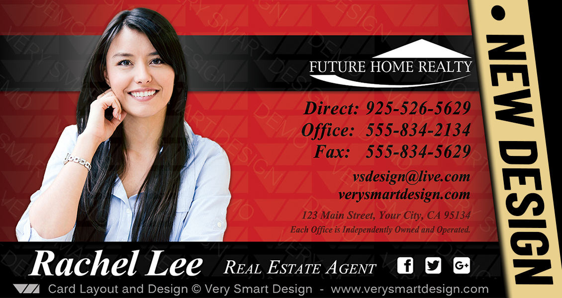 Red and Black Future Home Realty Business Card Design Real Estate New FHR Style 8A