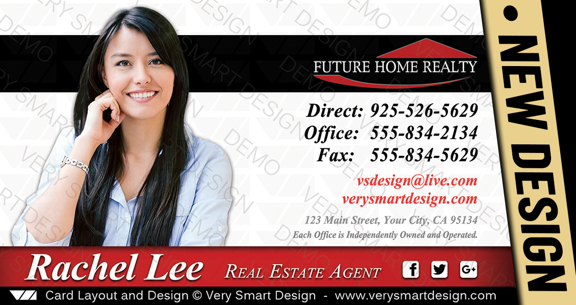White and Black New Future Home Realty Business Cards for FHR Real Estate Agents 8C