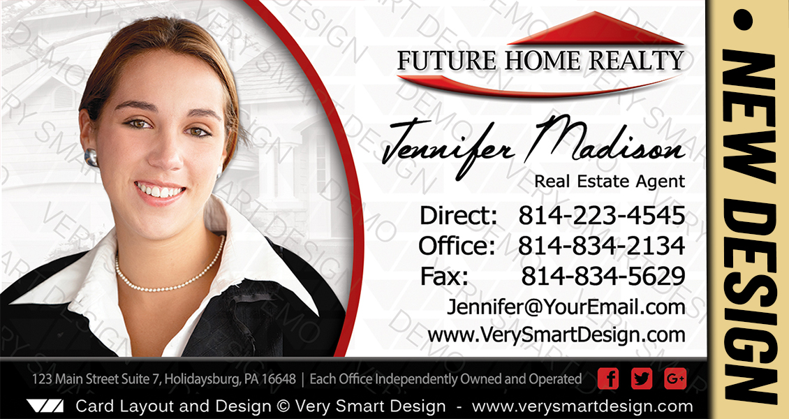 White and Red Future Home Realty Business Cards with New FHR Design 9A