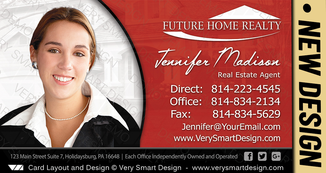 Red and Black Custom Future Home Realty Business Card Templates for FHR Realtors 9B