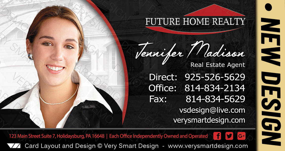Black and Red New FHR Agent Real Estate Business Cards Future Home Realty Design 9C