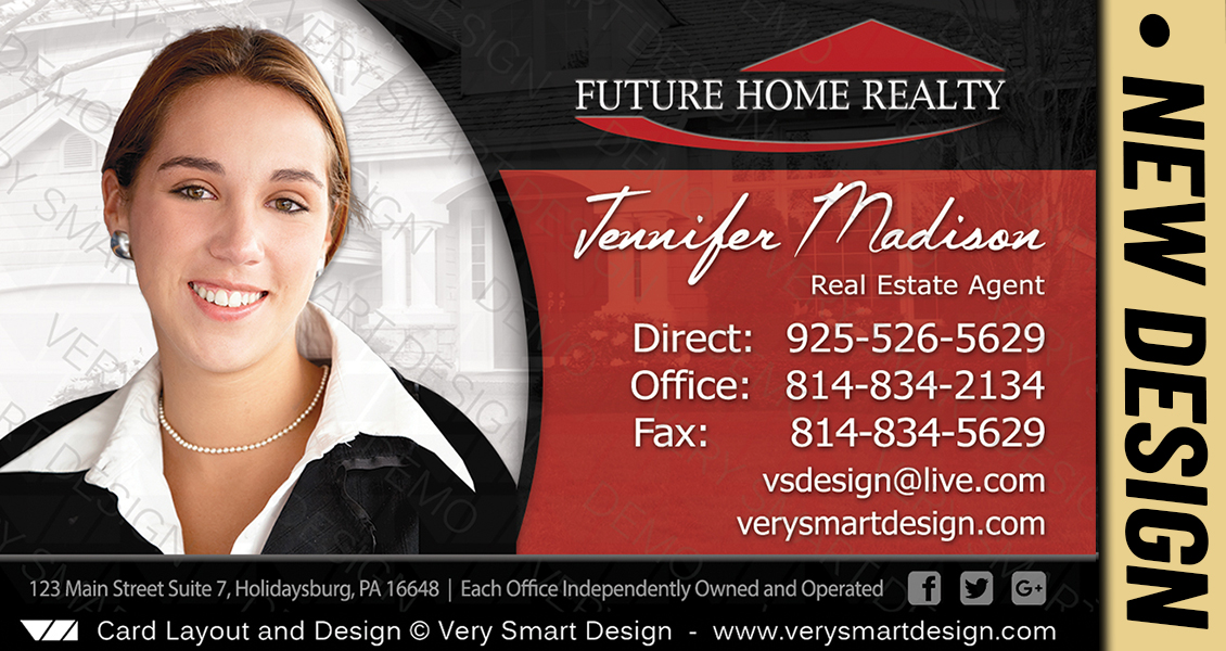 Red and Black Future Home Realty New Real Estate Business Cards Templates for FHR 9D