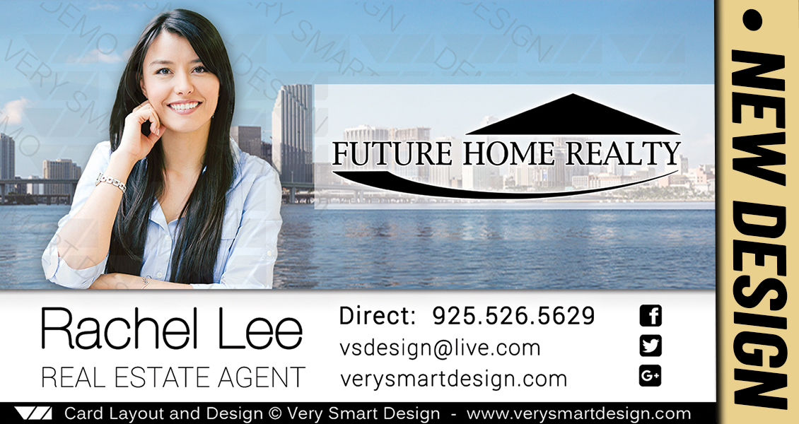 Blue and White Future Home Realty Business Cards with New FHR Design 15B