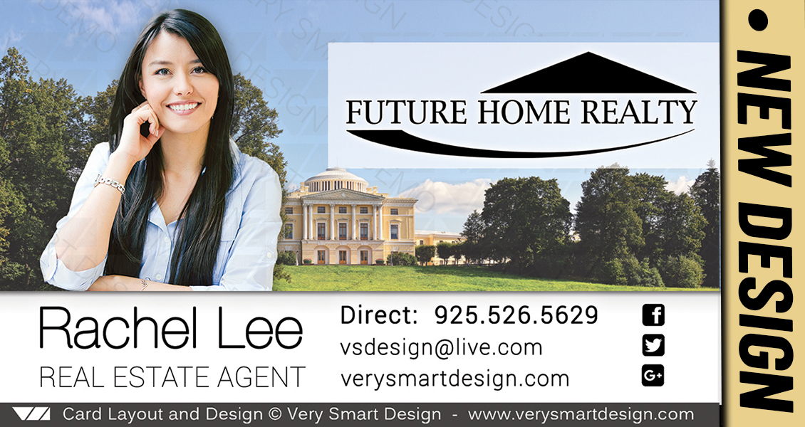 White and Green Custom Future Home Realty Business Card Templates for FHR Realtors 15C