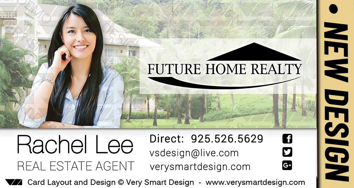 White and Green New Business Cards for Future Home Realty Real Estate Agents in Florida 15F