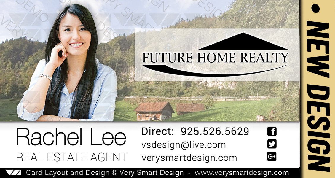 White and Green Custom Future Home Realty New Real Estate Business Card Designs for FHR 15H