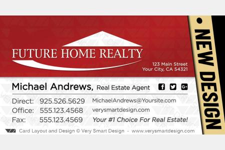 Red and White New Future Home Realty Business Cards for FHR Real Estate Agents 16A