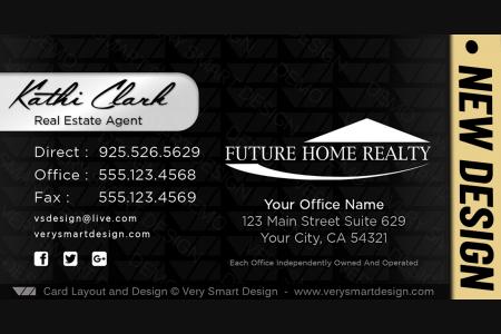 Black and Silver Custom Future Home Realty New Real Estate Business Card Designs for FHR 18A