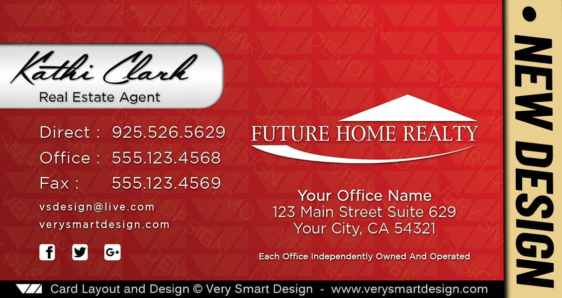 Red and White New Future Home Realty Business Cards for FHR Real Estate Agents 18B