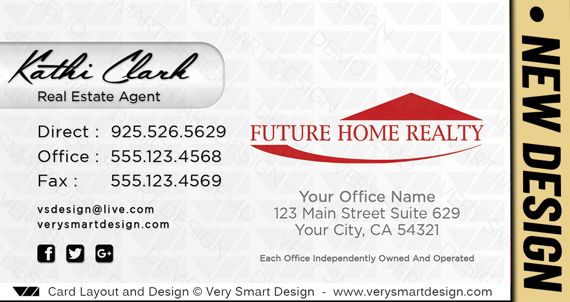 White and Red New Future Home Realty Business Cards for Florida Real Estate Agents 18C