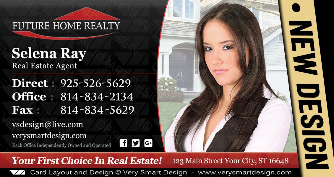 Black and Red Future Home Realty Business Cards with New FHR Design 11B