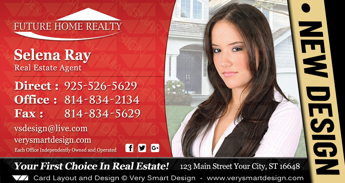 Red and Red Custom Future Home Realty Business Card Templates for FHR Realtors 11C