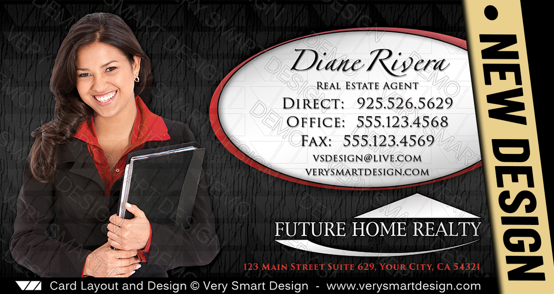 Black and Red Future Home Realty New Real Estate Business Cards Templates for FHR 12A