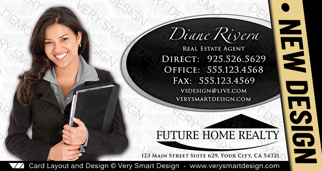 White and Black Future Home Realty Business Card Design Real Estate New FHR Style 12C