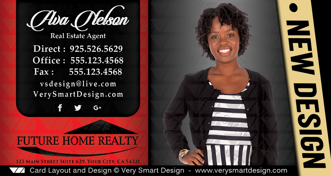 Red and Black New Future Home Realty Business Cards for FHR Real Estate Agents 13A