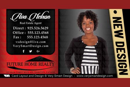 Red and Black New Future Home Realty Business Cards for FHR Real Estate Agents 13A