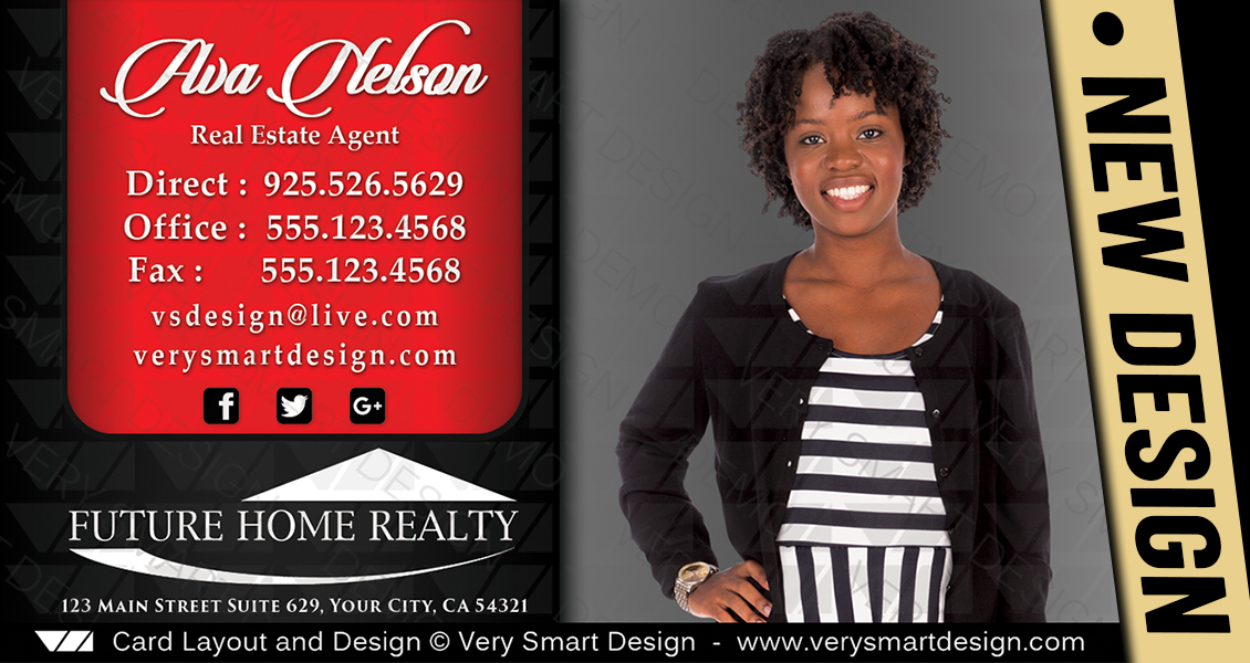 Red and Black Future Home Realty Business Cards with New FHR Design 13C