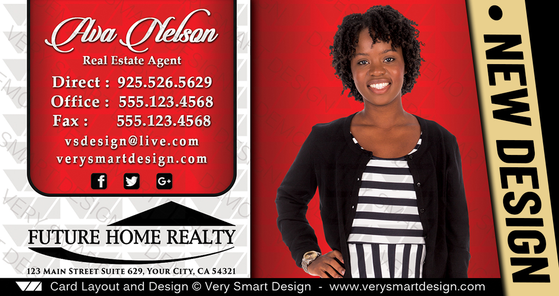 Red and White New FHR Agent Real Estate Business Cards Future Home Realty Design 13E