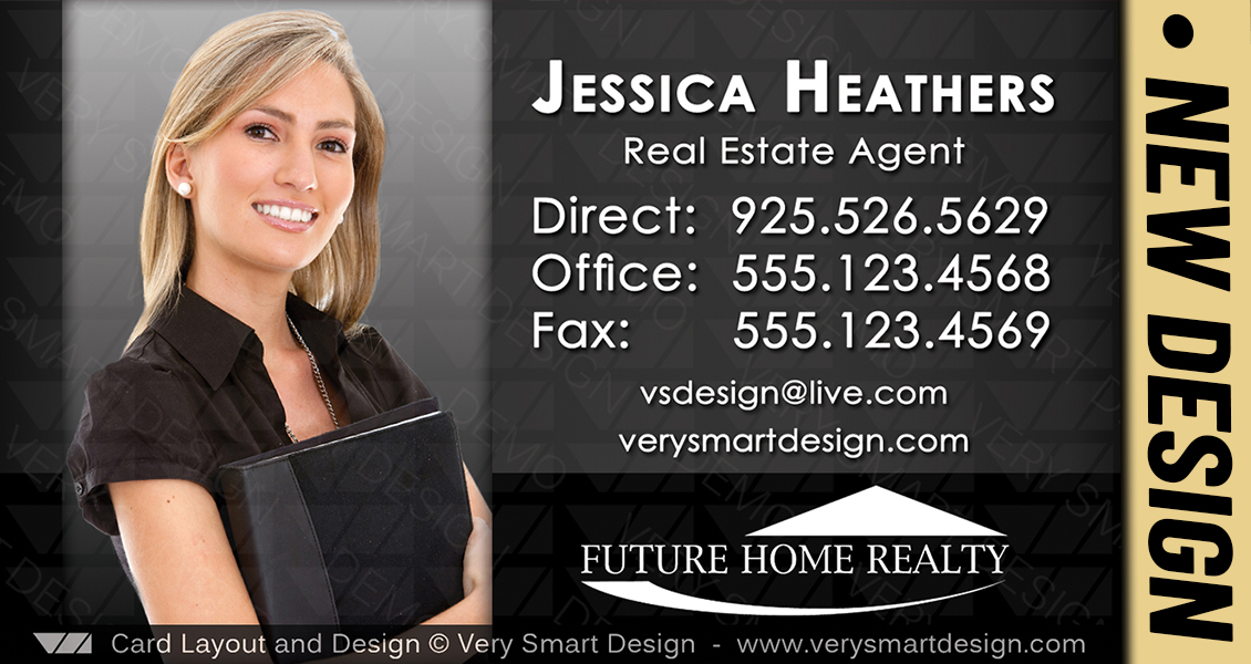 Black and White Future Home Realty New Real Estate Business Cards Templates for FHR 14A