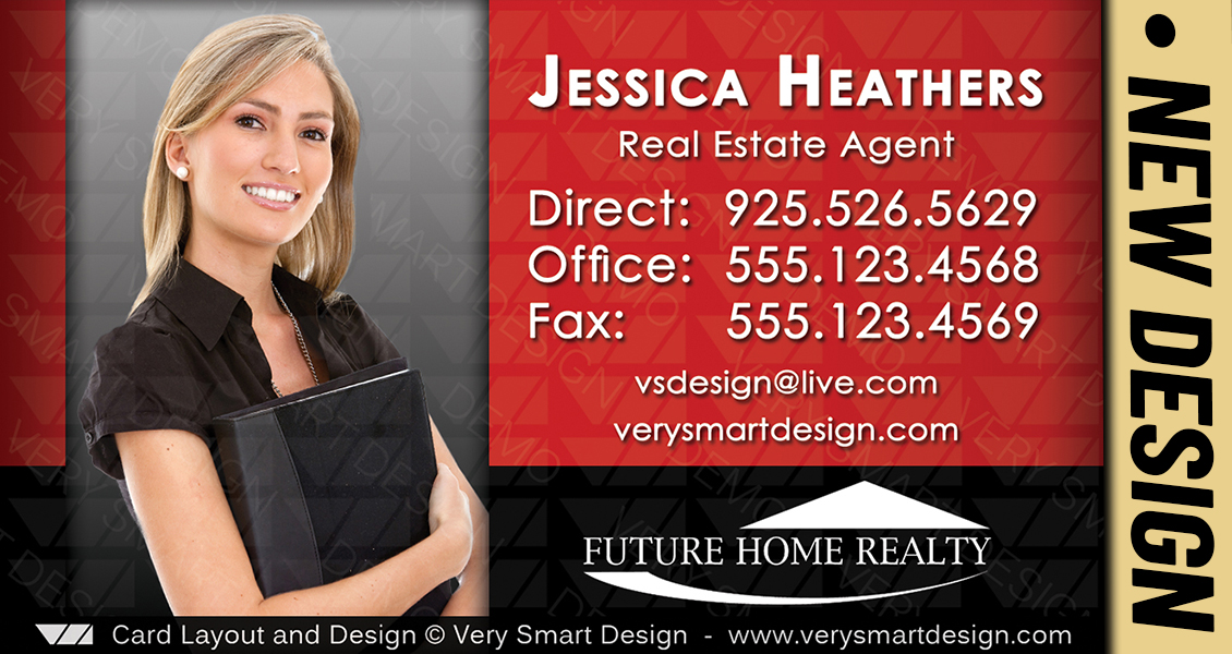 Red and Black New Business Cards for Future Home Realty Real Estate Agents in Florida 14B