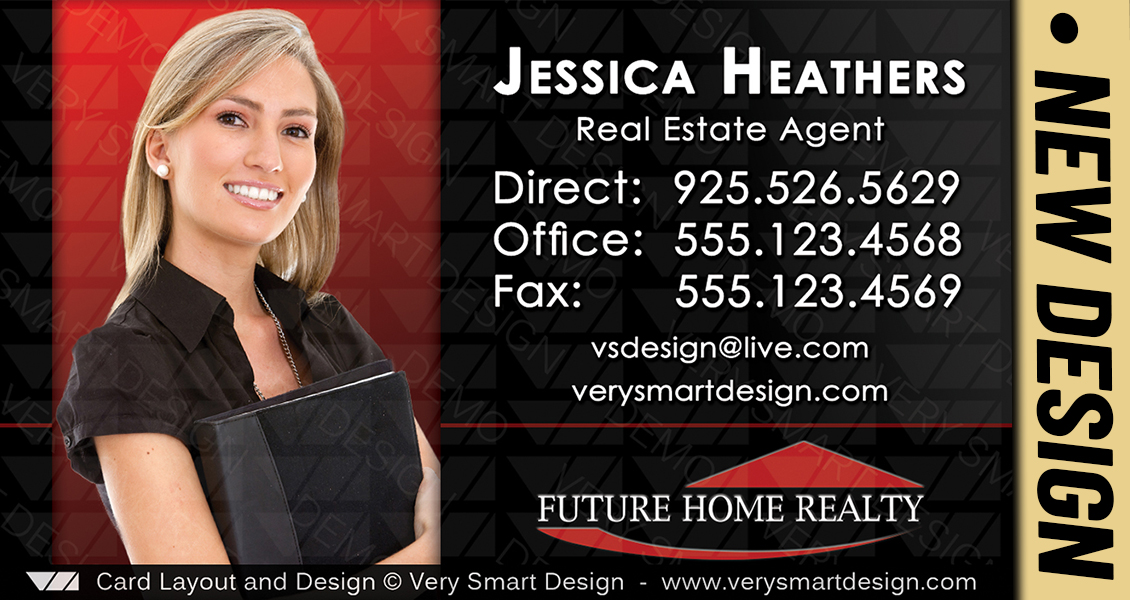 Black and Red Custom Future Home Realty New Real Estate Business Card Designs for FHR 14D