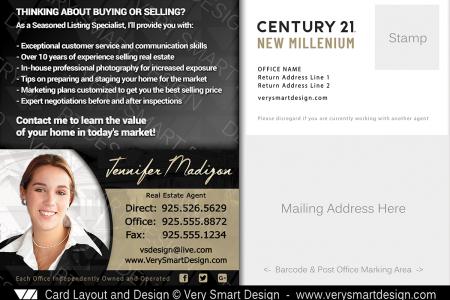 Century 21 Real Estate Postcard Back 3A - Design Image via Very Smart Design.This Century 21 postcard real estate template compliments any Century 21 front postcard design, maintaining the C21 color the...