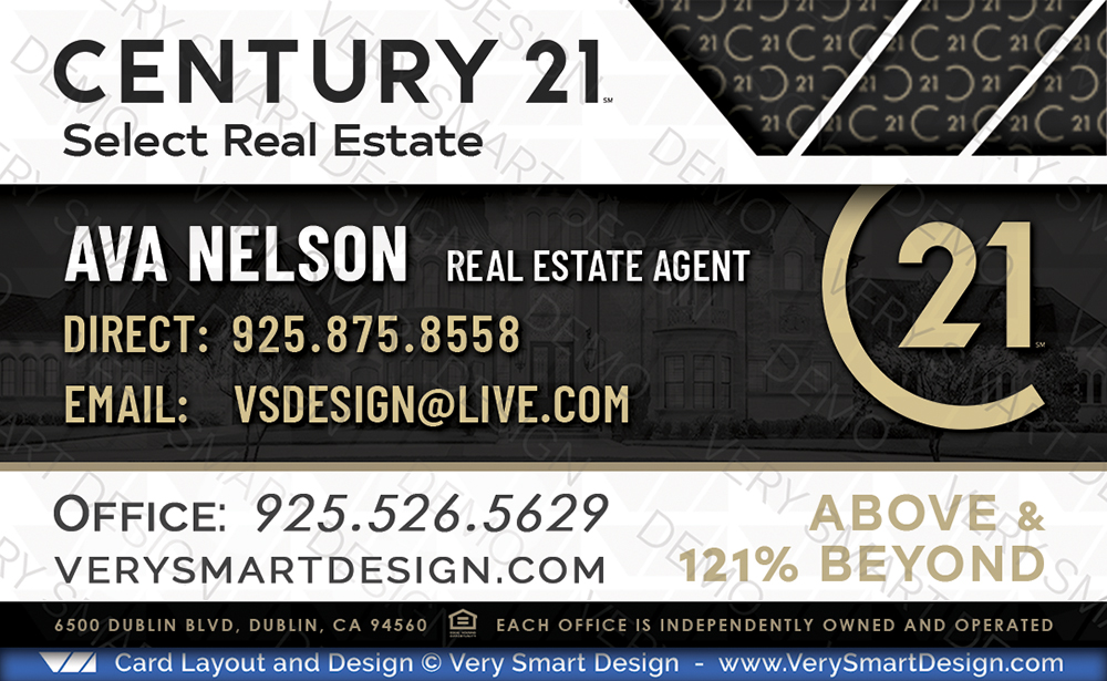 White and Black Century 21 Real Estate Business Card Design with New C21 Logo 22A