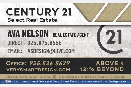 White and Gold Century 21 Realtor New Logo Business Cards for C21 Associates 22B