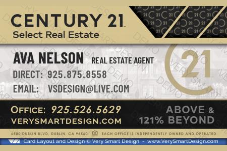 Gold and Black Custom Century 21 Business Card Templates with New C21 Seal 22C