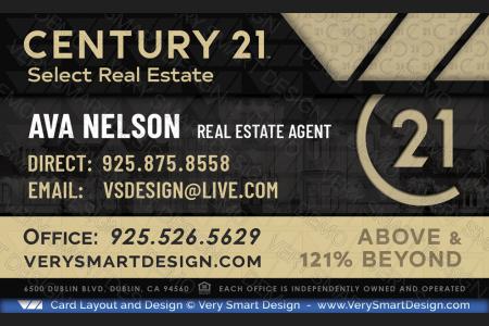 Black and Gold Custom Century 21 Business Card Templates with New C21 Seal 22D