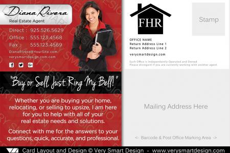 Future Home Realty Real Estate Postcard Back 2A - Design Image via Very Smart Design.This Future Home Realty postcard template features a new FHR logo, a contact area with cursive name, headshot with background...