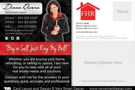 Future Home Realty Real Estate Postcard Back 2B - Design Image via Very Smart Design.This Future Home Realty postcard template features new FHR colored contact area with cursive name, the new FHR logo, headshot...