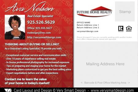 Future Home Realty Real Estate Postcard Back 4A - Design Image via Very Smart Design.These real estate postcards back templates for Future Home Realty feature an open flowing contact area, elegant cursive real ...