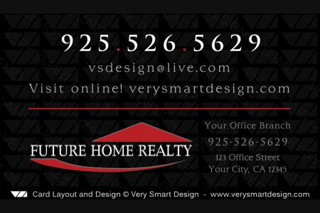 Future Home Realty Business Cards Back 5 with Dark FHR Styling - Design Image via Very Smart Design.This marketing design for realtors with Future Home Realty business cards features real estate agents contact info, logo and ...