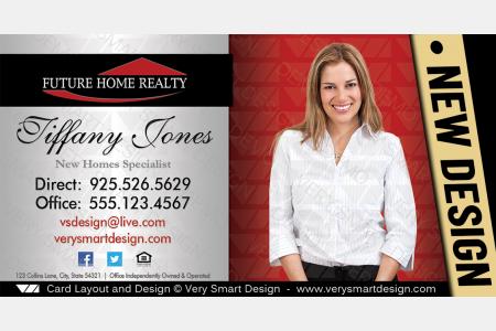 Silver and Red Future Home Realty Real Estate Business Card Design with New FHR Logo 2A