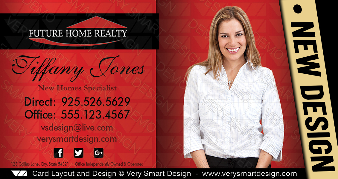 Red and Black Future Home Realty Real Estate Business Cards with New FHR Logo Agents 2C