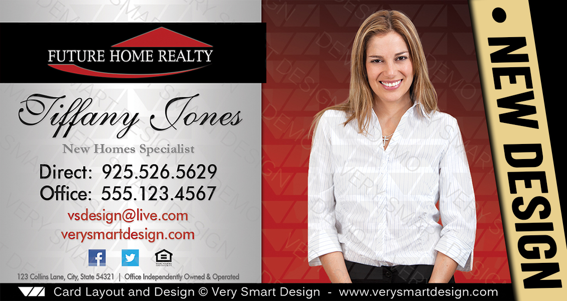 Red and Silver Future Home Realty Team Business Cards with New FHR Logo Design 2E