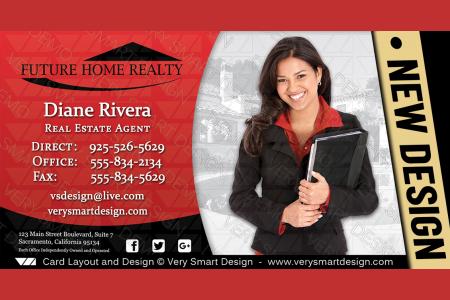 Red and White Custom Future Home Realty Business Card Templates with New FHR Logo 3A