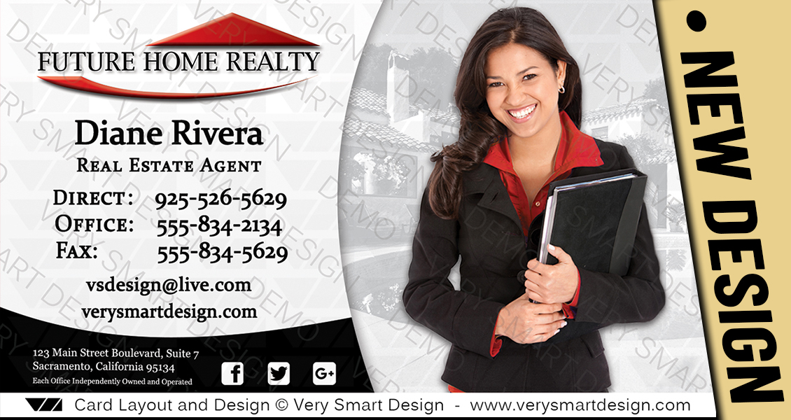 White and Black New FHR Logo Agent Real Estate Business Cards Future Home Realty Design 3B
