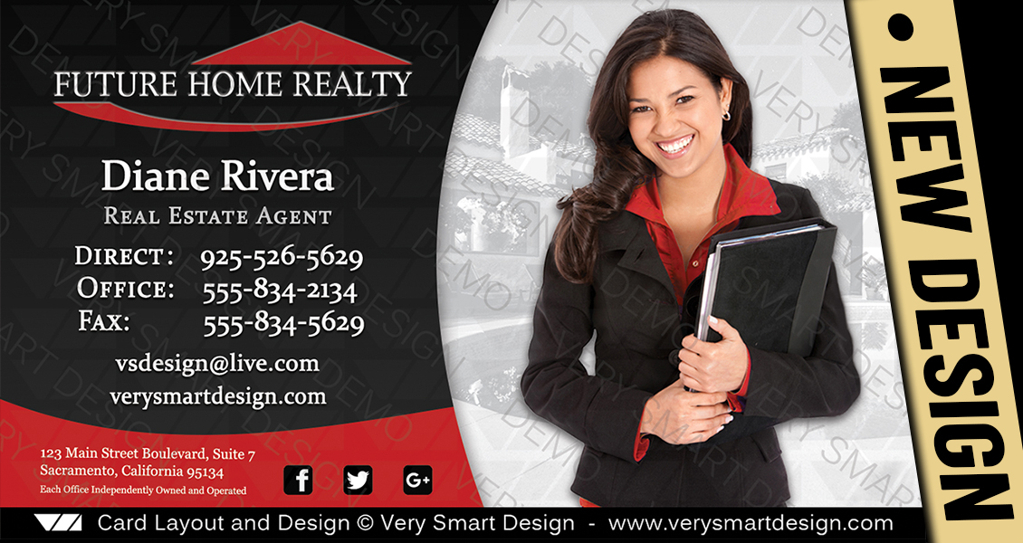 Red and Black Future Home Realty New Logo Real Estate Business Cards Templates for FHR 3C
