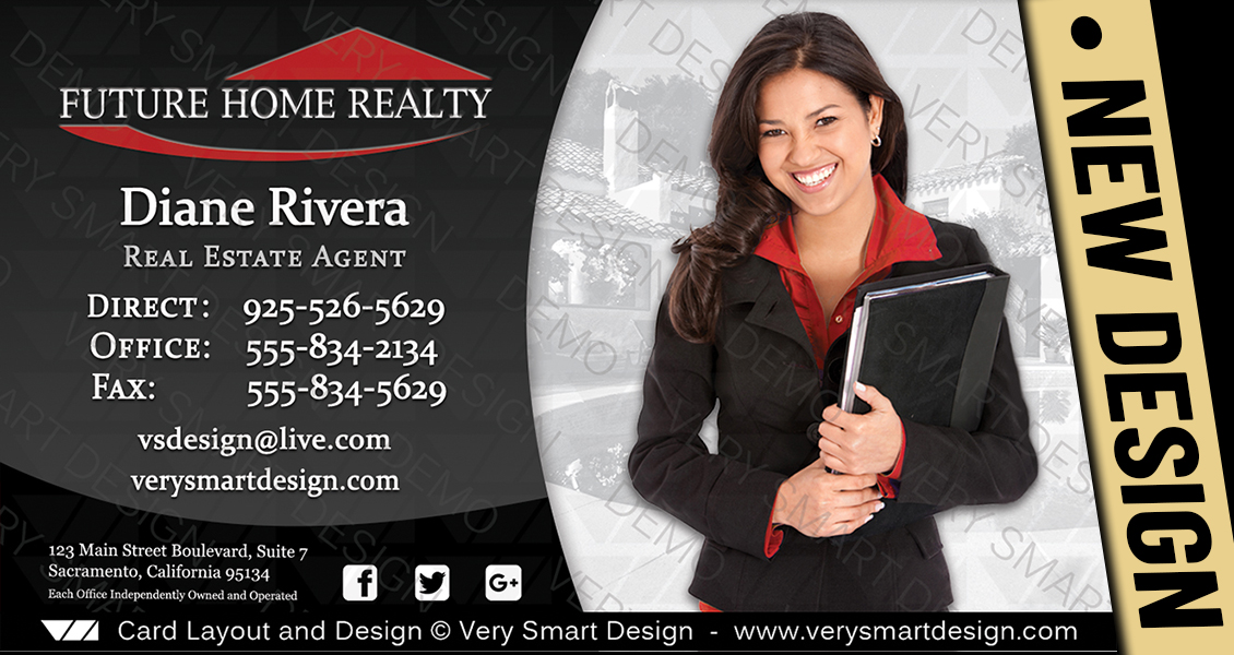 Black and Red New Business Cards for Future Home Realty Real Estate Agents in Florida 3D