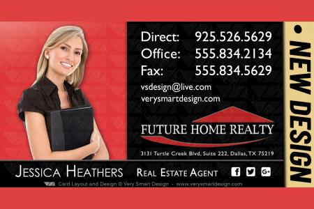 Black and Red Custom Future Home Realty New Logo Real Estate Business Card Designs for FHR 4B