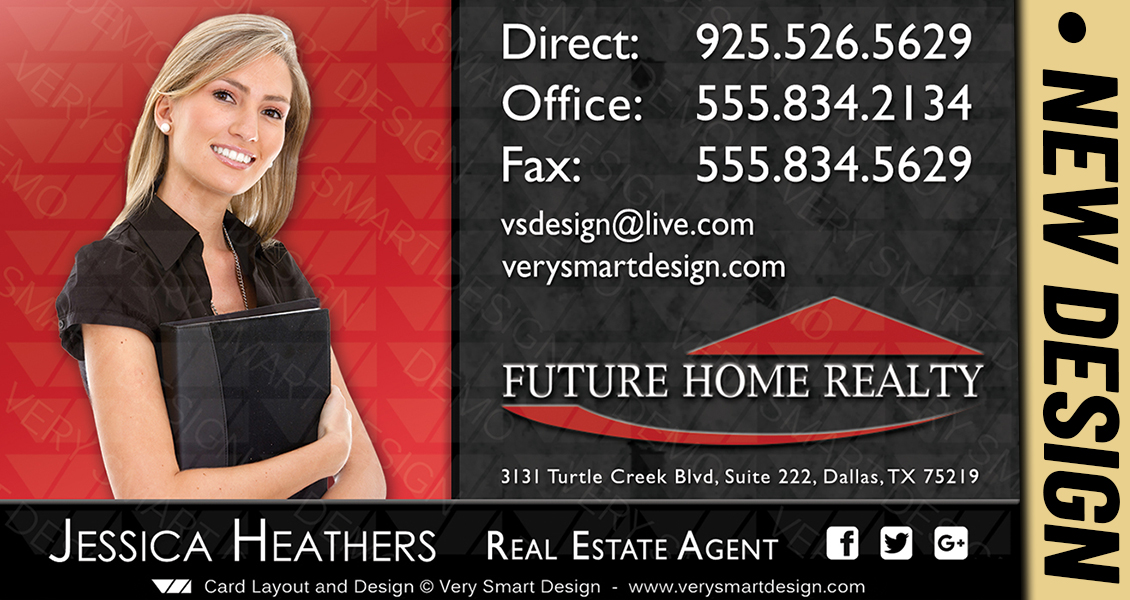 Red and Black New Future Home Realty Business Cards for FHR Real Estate Agents 4C